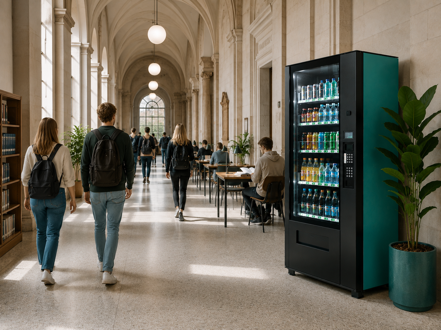 Modern dryckesautomat i ett ljust Uppsalakontor